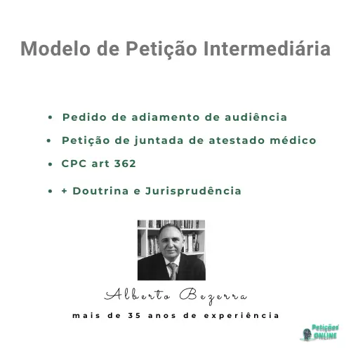 Autor Peti&ccedil;&otilde;es Online&reg; - Peti&ccedil;&atilde;o Adiamento Audi&ecirc;ncia Atestado