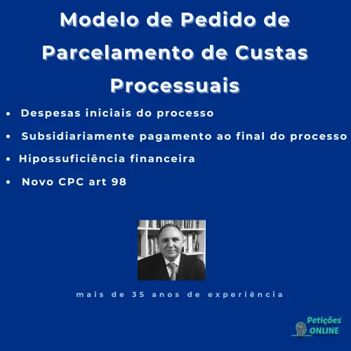 Autor Peti&ccedil;&otilde;es Online: Modelo de Pedido de Parcelas de Custas Processuais Iniciais