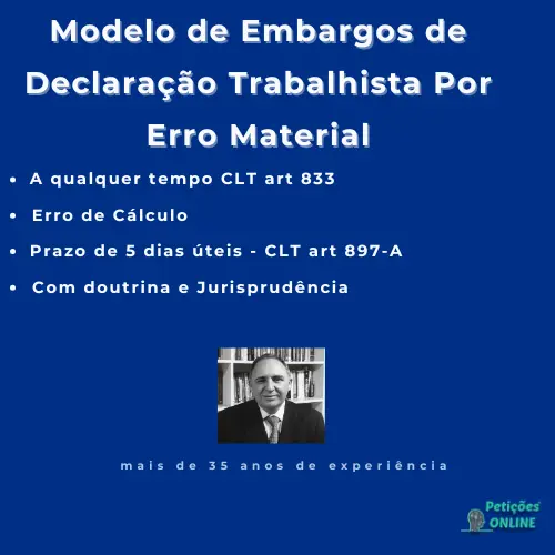 Autor Peti&ccedil;&otilde;es Online&reg; Embargos de Declara&ccedil;&atilde;o Trabalhista