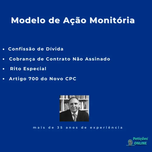 Peti&ccedil;&otilde;es Online&reg; - Modelo de A&ccedil;&atilde;o Monit&oacute;ria Confiss&atilde;o D&iacute;vida