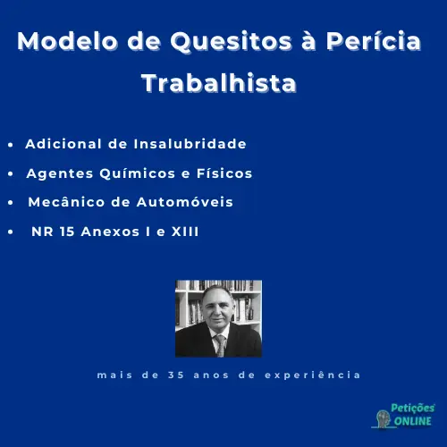 Autor Peti&ccedil;&otilde;es Online&reg; - Quesitos Insalubridade Mec&acirc;nico