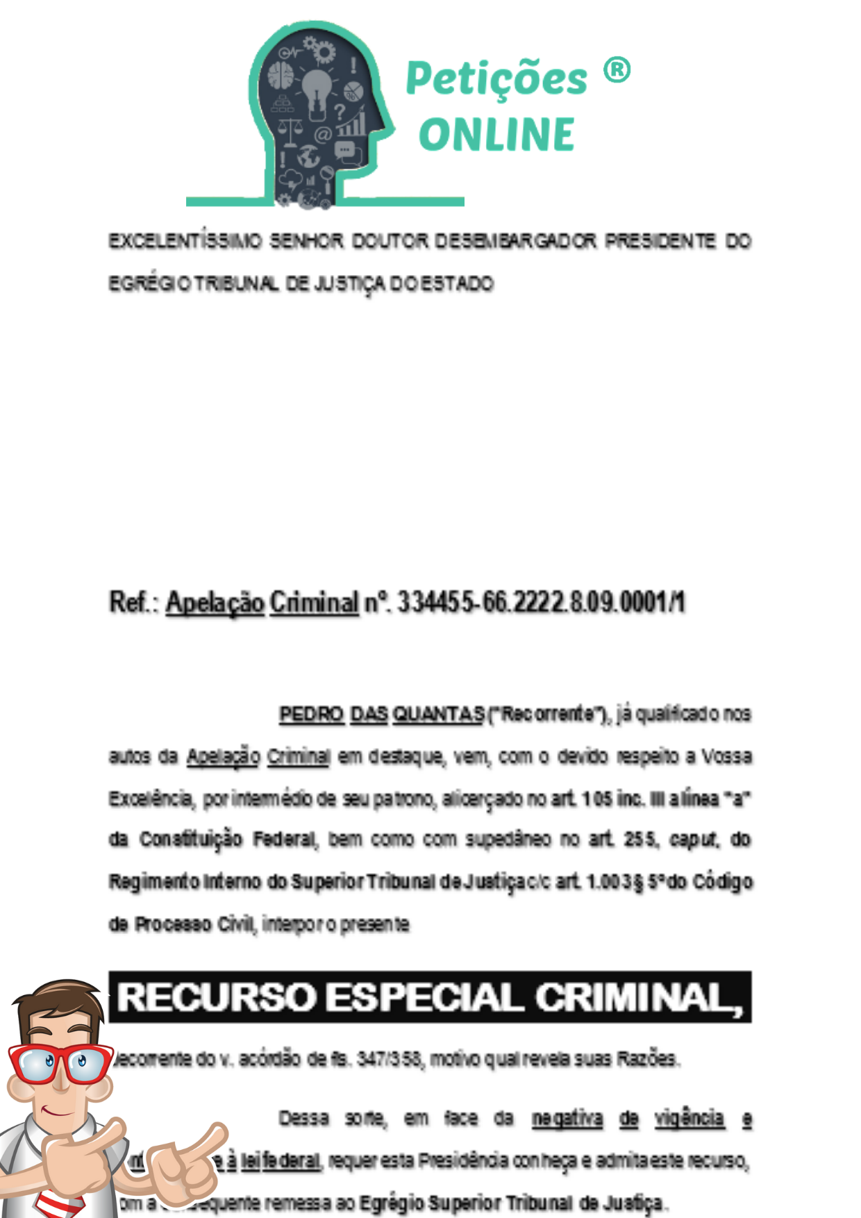 -Modelo- De Recurso Especial Criminal CPP Roubo Art 157 CP