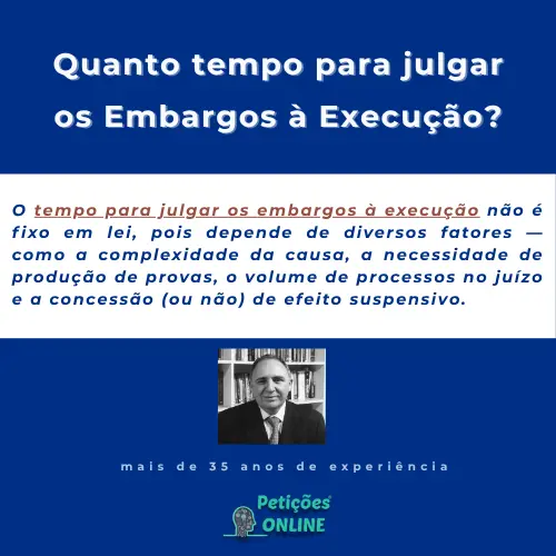Quanto tempo demora julgar embargos execução